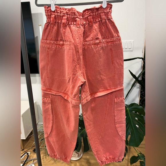 Women’s FREE PEOPLE Wind Drift Convertible Coral Bright* Pants - Picture 6 of 9